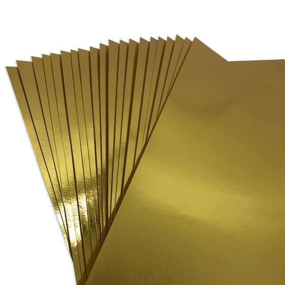 Imagem de Papel Laminado Dourado 180g 20 folhas 30,5x30,5cm Ref PLD01