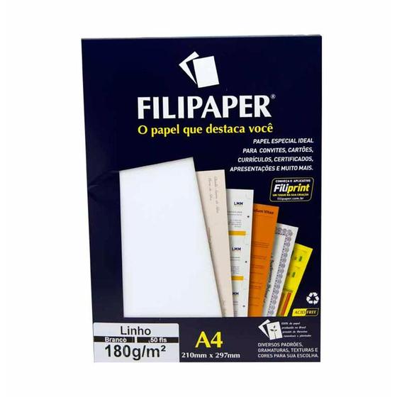 Imagem de Papel linho a4 branco 180gm2 0967 / 50fl / filipaper