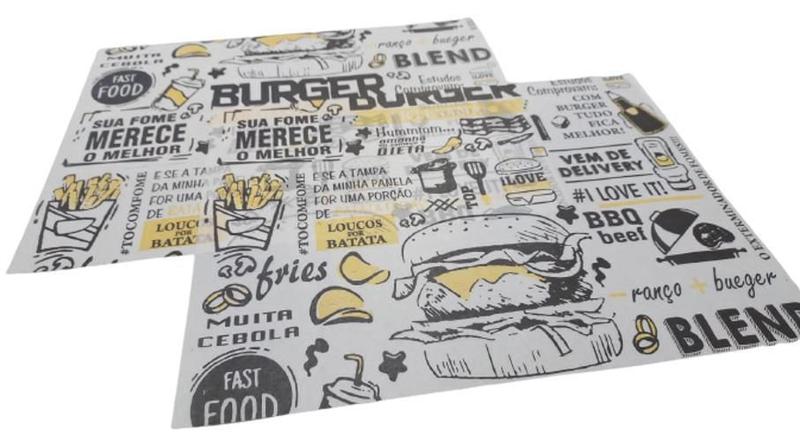 Imagem de Papel Manteiga Anti Gordura Embalar Hamburguer Deivery 100Un