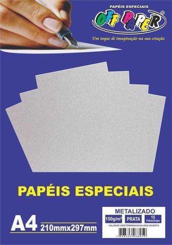 Imagem de Papel metalizado 15 fls 150 gramas prata Off Paper