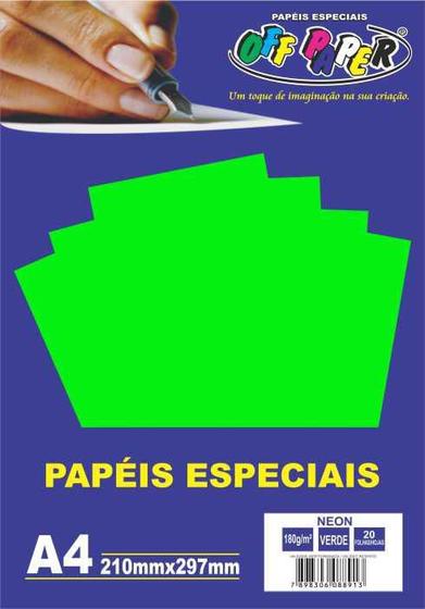 Imagem de Papel Neon Verde A4 180 gramas Off Paper - 20 Folhas