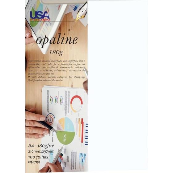 Imagem de Papel Opaline A4 Branco Nacional 180G PCT com 20