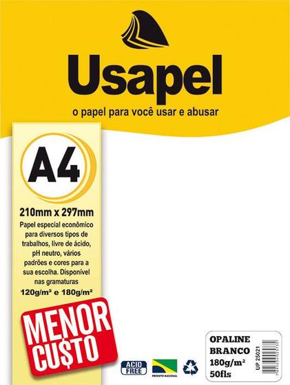 Imagem de Papel Opaline Usapel A4 180g Pacote Com 50 Folhas