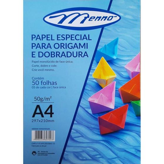 Imagem de Papel Origami e Dobradura 10 Cores Sortidas 50 Folhas -Menno