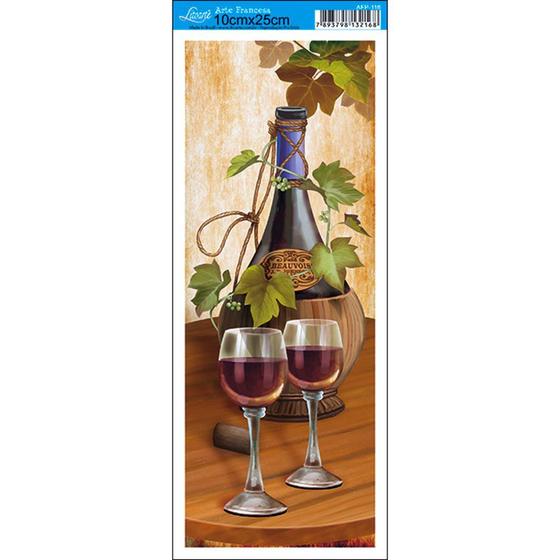 Imagem de Papel para Arte Francesa Litoarte 10 x 25 cm - Modelo AFP-116 Garrafa Vinho e Taças
