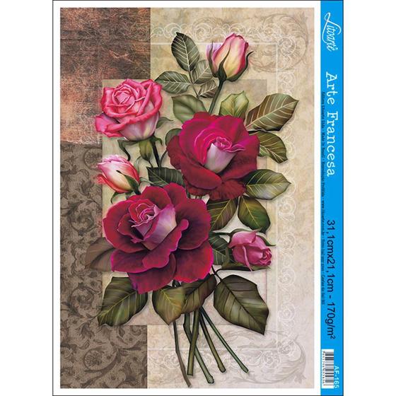Imagem de Papel para Arte Francesa Litoarte 21 x 31 cm - Modelo AF-165 Rosas