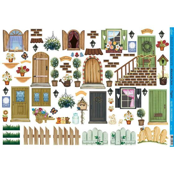 Papel para Decoupage Litoarte 49 x 34,3 cm - Modelo PD-582 Porta Janelas Menor preço em Papel para Decoupage Litoarte 49 x 34,3 cm - Modelo PD-582 Porta Janelas