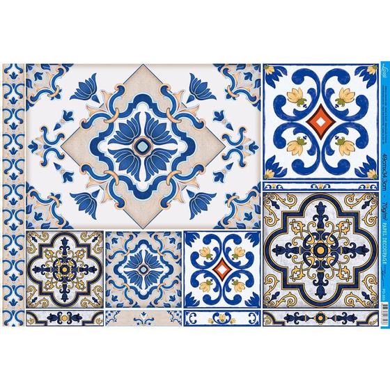 Papel para Decoupage Litoarte 49 x 34,3 cm - Modelo PD-859 Azulejos Menor preço em Papel para Decoupage Litoarte 49 x 34,3 cm - Modelo PD-859 Azulejos