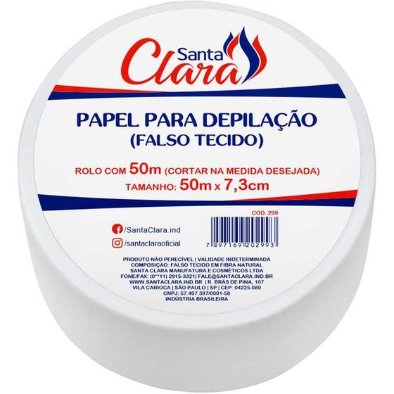 Imagem de Papel para depilacao santa clara rolo 50mt lenco fibra natural