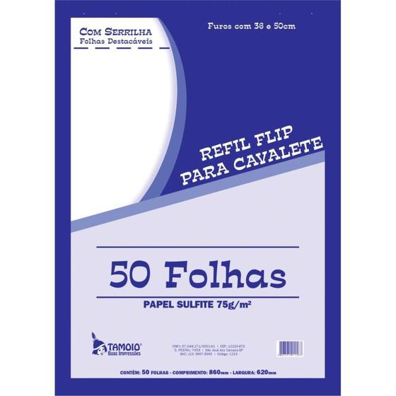 Imagem de Papel para FLIP-CHART Serrilhado 62X86CM 75G com 50 Folhas - Pacote com 3 Unidades