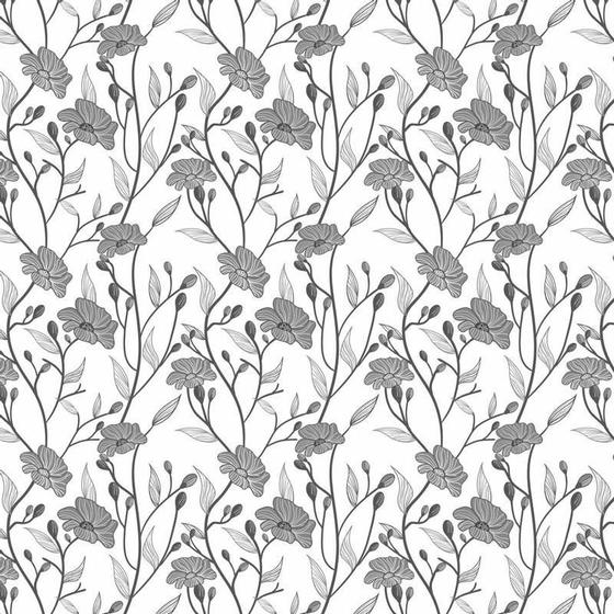 Papel Parede Floral Flores Cinza Adesivo Quarto Casal Sala Menor preço em Papel Parede Floral Flores Cinza Adesivo Quarto Casal Sala