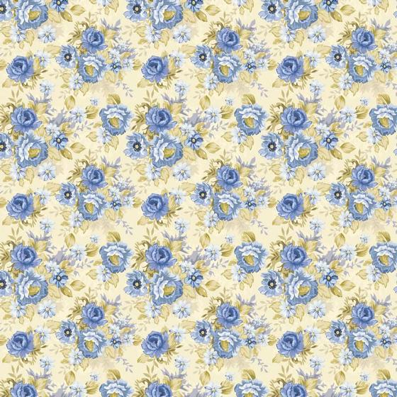 Imagem de Papel Parede Floral Flores ul E Amarelo Quarto Casal Sala