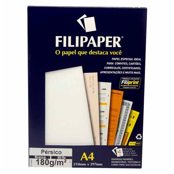 Imagem de Papel persico a4 branco 180gm2 1423 / 50fl / filipaper