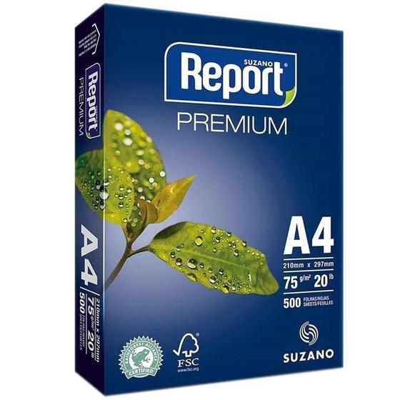 Imagem de Papel Report Premium A4 500 Folhas Gramatura 75 210mmx297mm  Embalagem com 10 Unidades