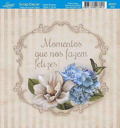 Imagem de Papel Scrap Decor Folha Simples 15x15 Momentos SDSXV-059 - Litoarte