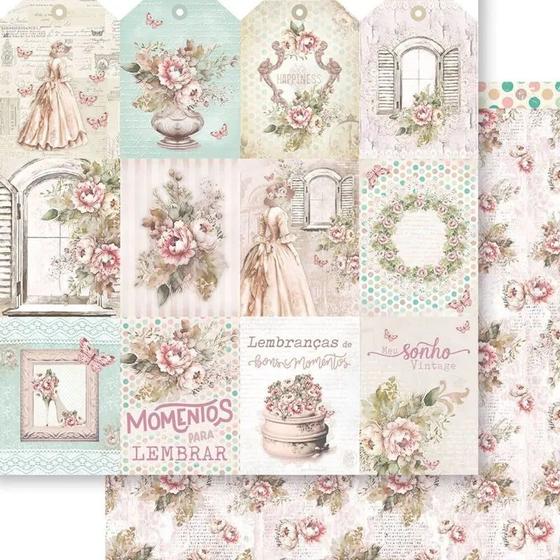 Imagem de Papel Scrapbook Dupla Face Tags Vintage Sd-1297 30,5x30,5cm Litoarte