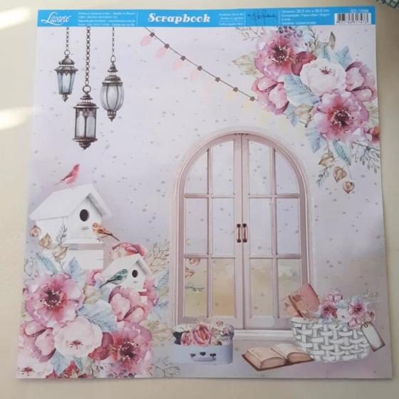 Imagem de Papel Scrapbook Janela Floral 30,5x30,5cm