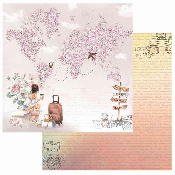 Imagem de Papel Scrapbook Opadecor Um Sonho de Viagem 1 30,5x30,5 Kit 5 Uni. 3248 Opa