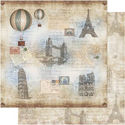 Imagem de Papel Scrapbook SD-761 30,5x30,5cm Balão Paris Vintage Litoarte
