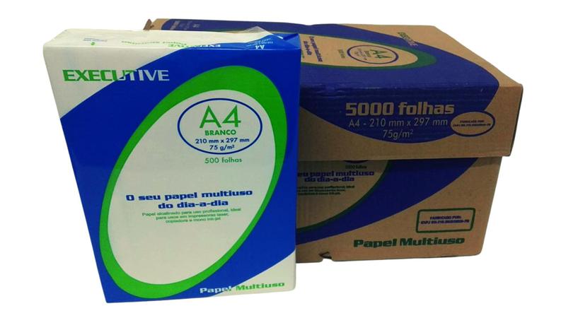 Papel Sulfite A4 210X297 Caixa com 10 Resmas 5.000 Folhas Executive Menor preço em Papel Sulfite A4 210X297 Caixa com 10 Resmas 5.000 Folhas Executive