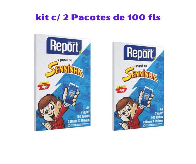 Imagem de Papel Sulfite A4 Branco 75g 100 Folhas Senninha Report 2 Pct