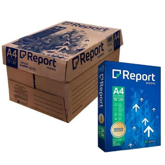 Imagem de Papel Sulfite A4 Branco 75g com 5000 folhas Report Caixa C/10 pacotes - Report