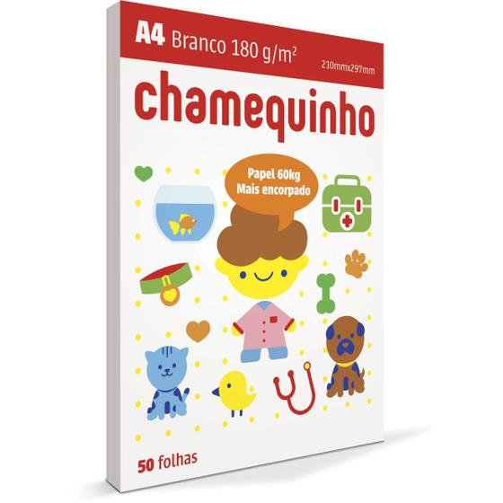 Imagem de Papel Sulfite A4 Chamequinho 60 kg 180 g/m2 com 50 Folhas Brancas