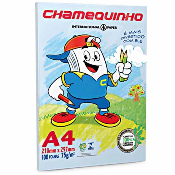 Papel Sulfite A4 Chamequinho Azul 100 Folhas Menor preço em Papel Sulfite A4 Chamequinho Azul 100 Folhas