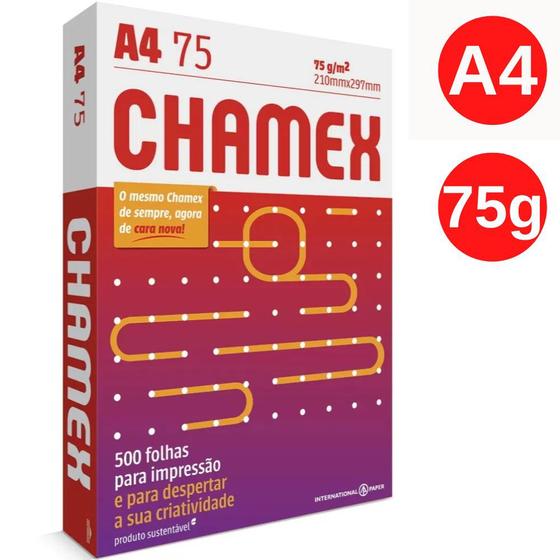 Papel Sulfite Branco 75g A4 210x297mm Chamex PT/ 500 Folhas Menor preço em Papel Sulfite Branco 75g A4 210x297mm Chamex PT/ 500 Folhas