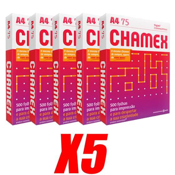 Imagem de Papel Sulfite Chamex A4 5 Pacotes Com 2500 Folhas 75g