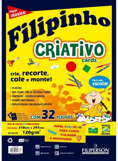 Imagem de Papel Sulfite Filipinho Criativo A4 8 Cores 120g 32 Folhas