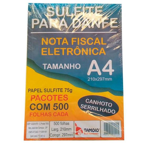 Imagem de Papel sulfite para NF eletrônica Danfe A4 500 folhas Tamoio