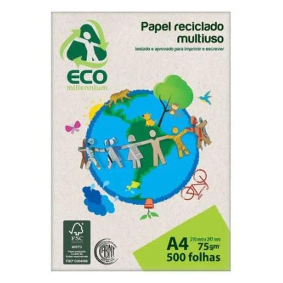 Imagem de Papel Sulfite Reciclado Eco Millennium 75g A4 Pacote 500 Fls