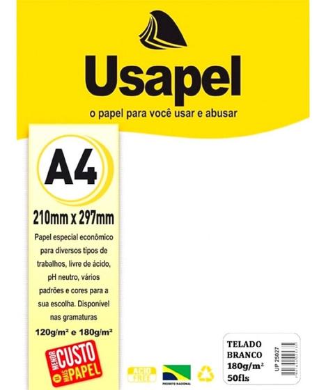 Imagem de Papel Telado A4 180g Branco de Alta Qualidade para Convite de Casamento, Artesanato e Certificados com 50 Folhas