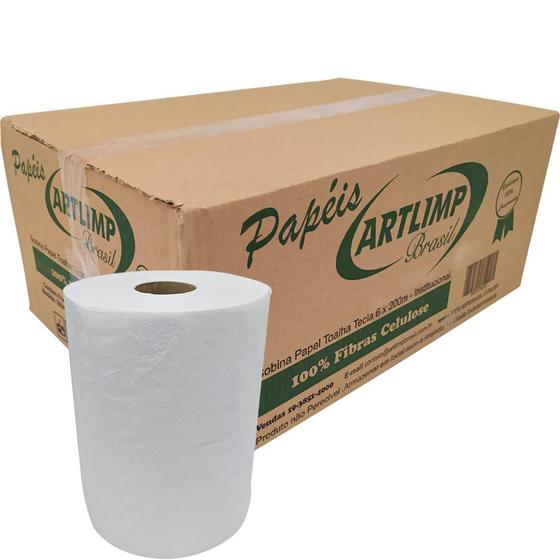 Papel Toalha Bobina Extra Luxo Auto Corte Artlimp 200m 6Uni Menor preço em Papel Toalha Bobina Extra Luxo Auto Corte Artlimp 200m 6Uni