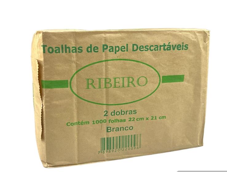 Imagem de Papel Toalha Descartável 1000 folhas 2 Dobras  22X21  cm  Branco