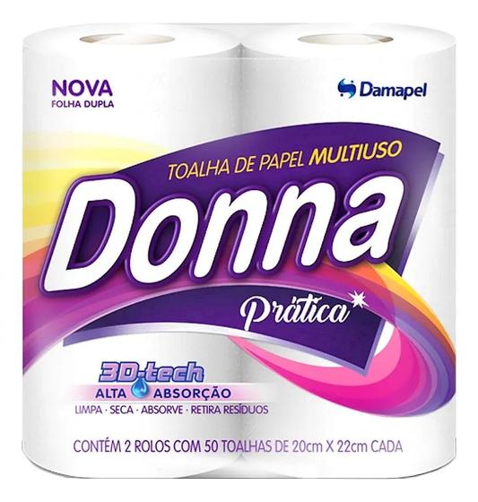 Imagem de Papel Toalha Donna Prática Kit C/ 100 Folhas 2x50 UN
