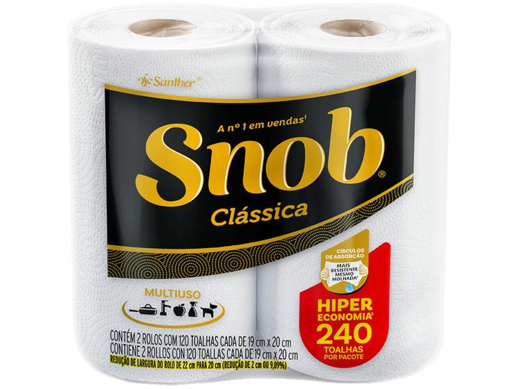 Imagem de Papel Toalha Folha Dupla Santher Snob Clássica 2 Unidades 240 Folhas