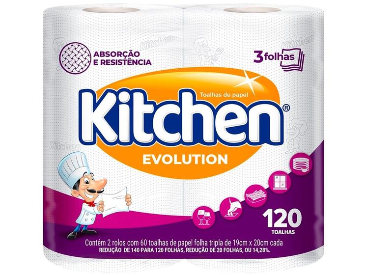 Papel Toalha Folha Tripla Kitchen Evolution 2 Unidades Menor preço em Papel Toalha Folha Tripla Kitchen Evolution 2 Unidades