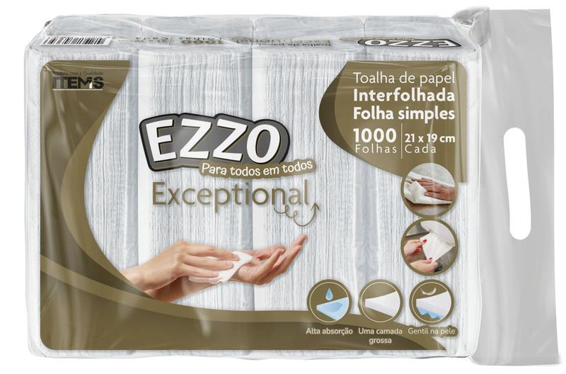 Imagem de Papel Toalha Interfolha Ezzo Exceptional  21cmx19cm 2 dobra FS com 100 folhas