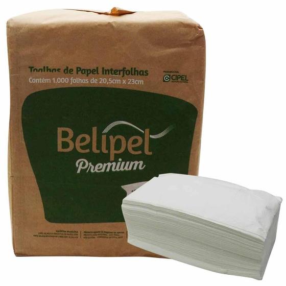 Papel toalha interfolhado branco 20,5x23cm premium / 1000fls / belipel Menor preço em Papel toalha interfolhado branco 20,5x23cm premium / 1000fls / belipel