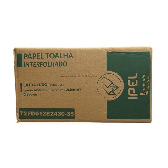 Imagem de Papel toalha interfolhado folha dupla 22,5x20,5 cm 30g c/1000 ellopel (ipel)