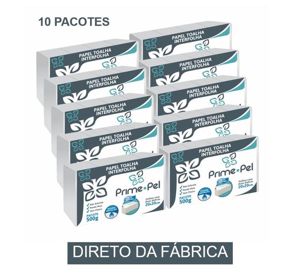 Imagem de Papel Toalha Interfolhado Interfolha Branco Kit 10 Pacotes