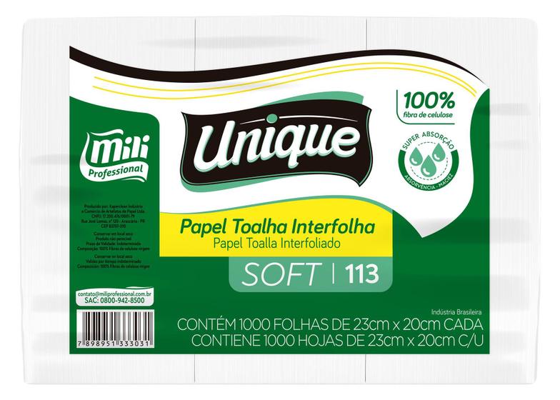 Imagem de Papel Toalha Interfolhado Unique Soft 20x23 Com 1.000 Fls