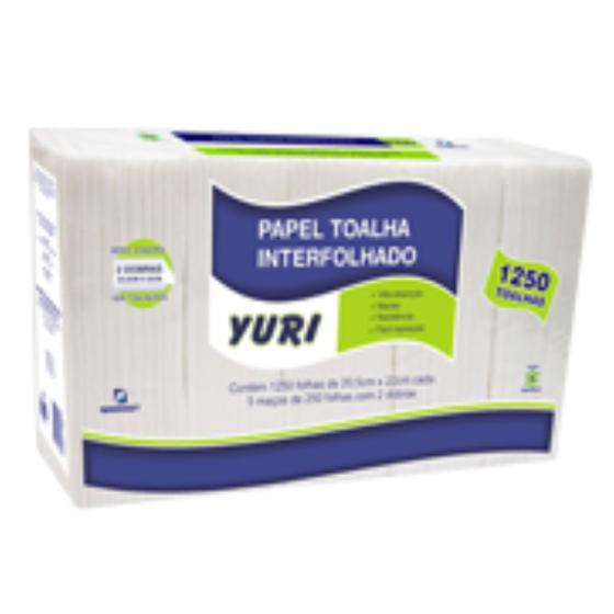 Imagem de Papel Toalha Interfolhado Yuri 2 Dobras Branco 1250 Folhas