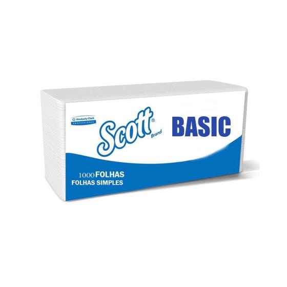 Imagem de Papel Toalha Simples Interfolhado Scott Basic 1000 Folhas