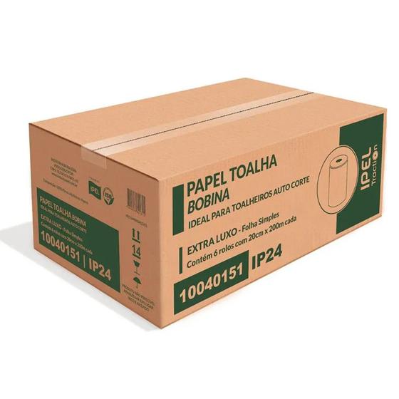 Imagem de Papel Toalha Traction Bobina Fs 24g 0,20x200m C/6 Rl Ipel