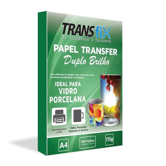 Imagem de Papel Transfer Para Vidros e Porcelanas Duplo Brilho 115gr 100 Folhas