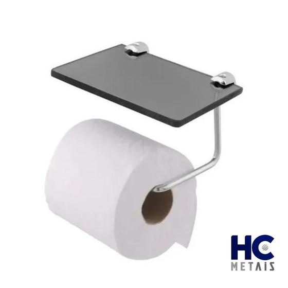 Imagem de Papeleira Multiuso Porta Objetos De Vidro Fume P/ Banheiro