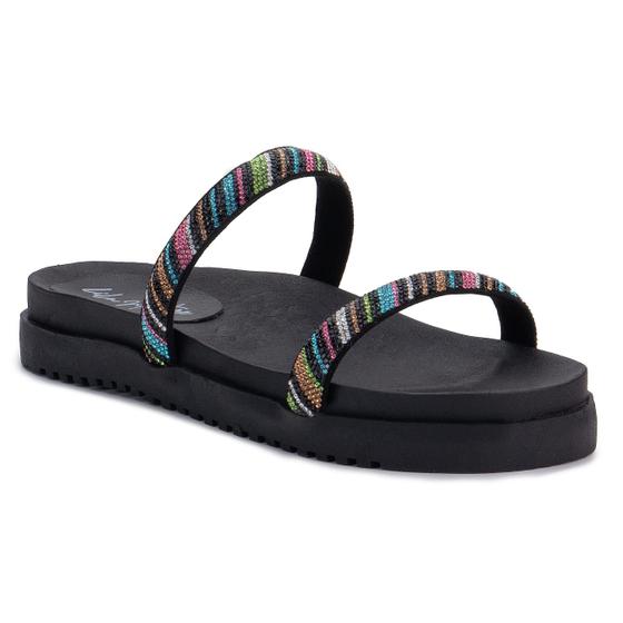 Imagem de Papete Feminina Sandália Tiras Coloridas Chinelo Flat Moda Verão Rasteirinha Confortável